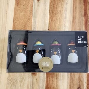 Set of 4 Penguin with Multicolored Hat Christmas Glass Ornaments